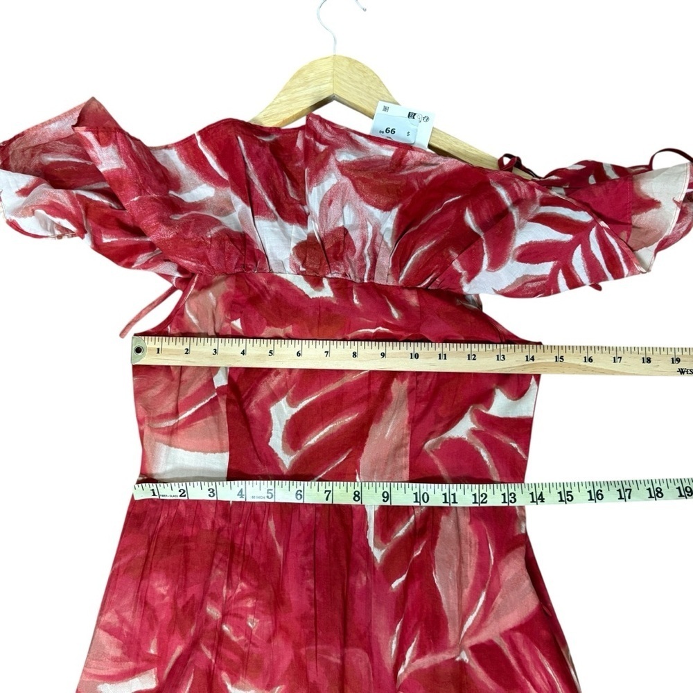 NWT Zara Blogger Fave Maxi Dress Red Ruffle Off Shoulder Summer Wedding Size XS - Picture 14 of 15